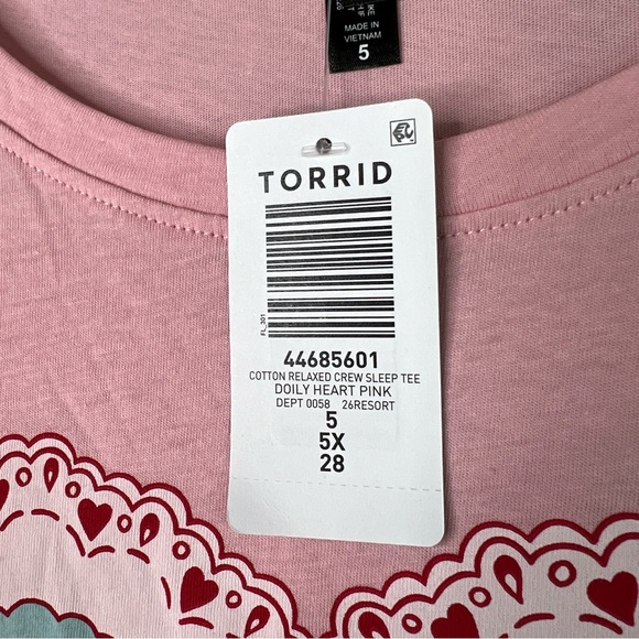 Torrid Size 5(5X)(28) Crewneck Short Sleeve Relaxed Sleep T-Shirt Heart Graphic - Picture 5 of 8